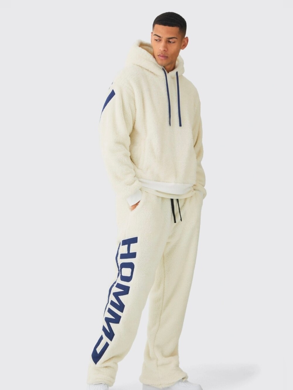 Boohoo Man Oversized Boxy Embroidered Teddy Borg Hooded Tracksuit Size XS, S